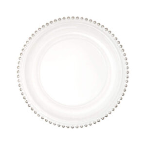 Silver Beaded Glass Charger Plate